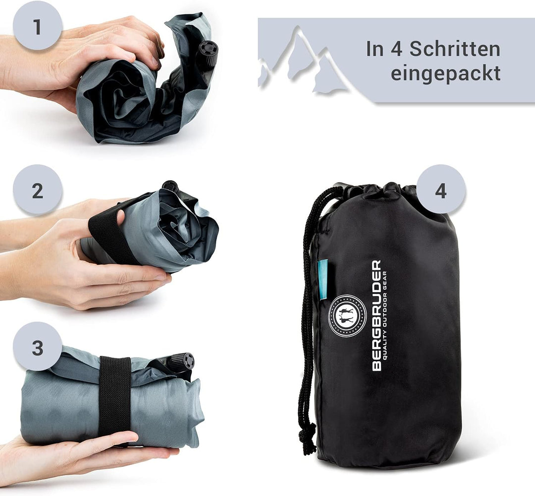 Ultraleichtes Sitzkissen Selbstaufblasend - Camping Sitzmatte Outdoor Thermokissen aufblasbar Grau 4