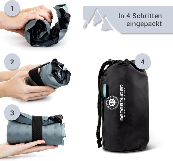 Ultraleichtes Sitzkissen Selbstaufblasend - Camping Sitzmatte Outdoor Thermokissen aufblasbar Grau 4