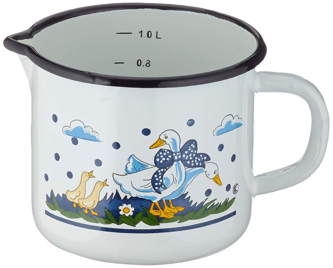 Krüger Milchtopf Gänseglück 12 cm, Emaille, Mehrfarbig
