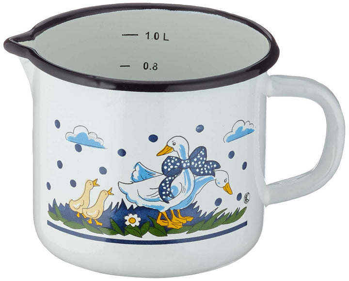 Krüger Milchtopf Gänseglück 12 cm, Emaille, Mehrfarbig