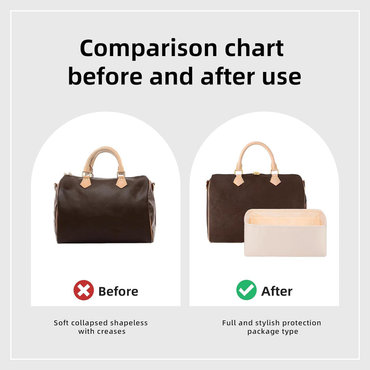 DGAZ Handtasche Tasche Organizer, Seide Innentaschen für LV Speedy Nano/20/25/30/35/40/45 Tasche, Le