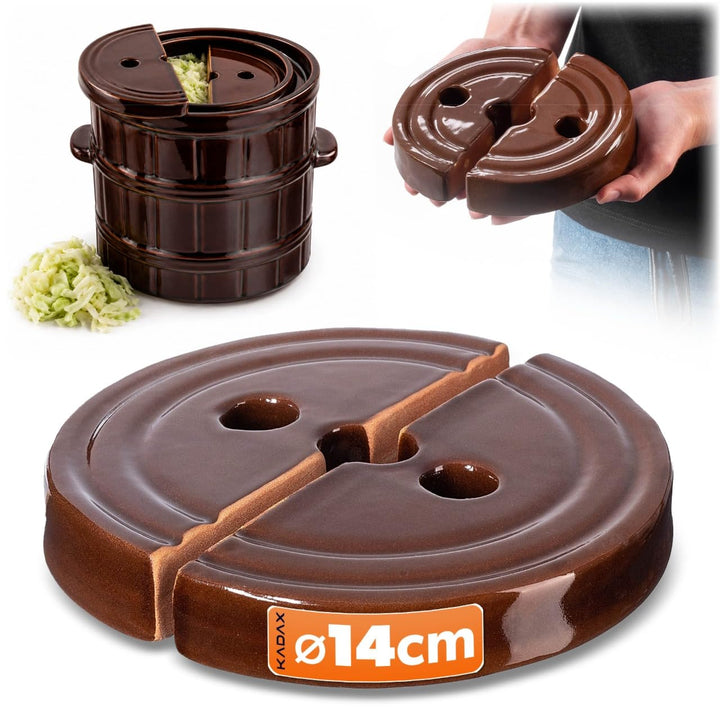 KADAX Beschwerungsstein, Fermentiergewicht aus Steingut 14cm, handgefertigtes Gewicht für Gärtopf, S