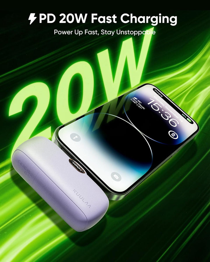 Kuulaa Power Bank 5000mAh, Mini Power Bank Powerbank Schnellladung Kleiner Süsser Akkupack Kompatibe