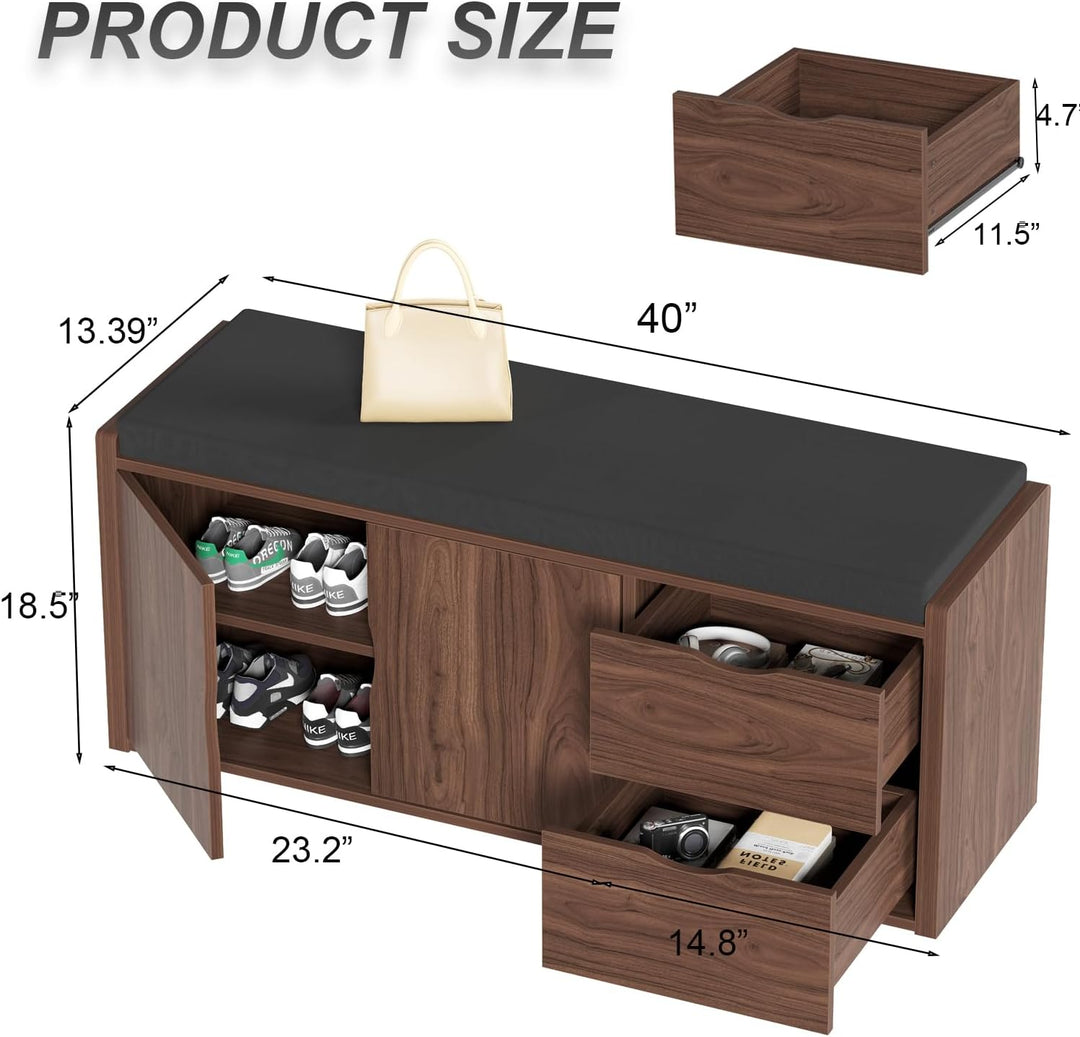 LVB Schubladen Schrank, Industrie-Schuh für Foyer Eingang Wohn-Schlafzimmer, Walnuss Eiche, 101 cm,