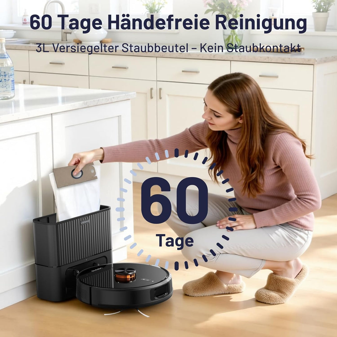 VONKO S6 Pro Saugroboter mit Wischfunktion und Absaugstation, 8000Pa Saugkraft,LiDAR 2.0 Laser Navig