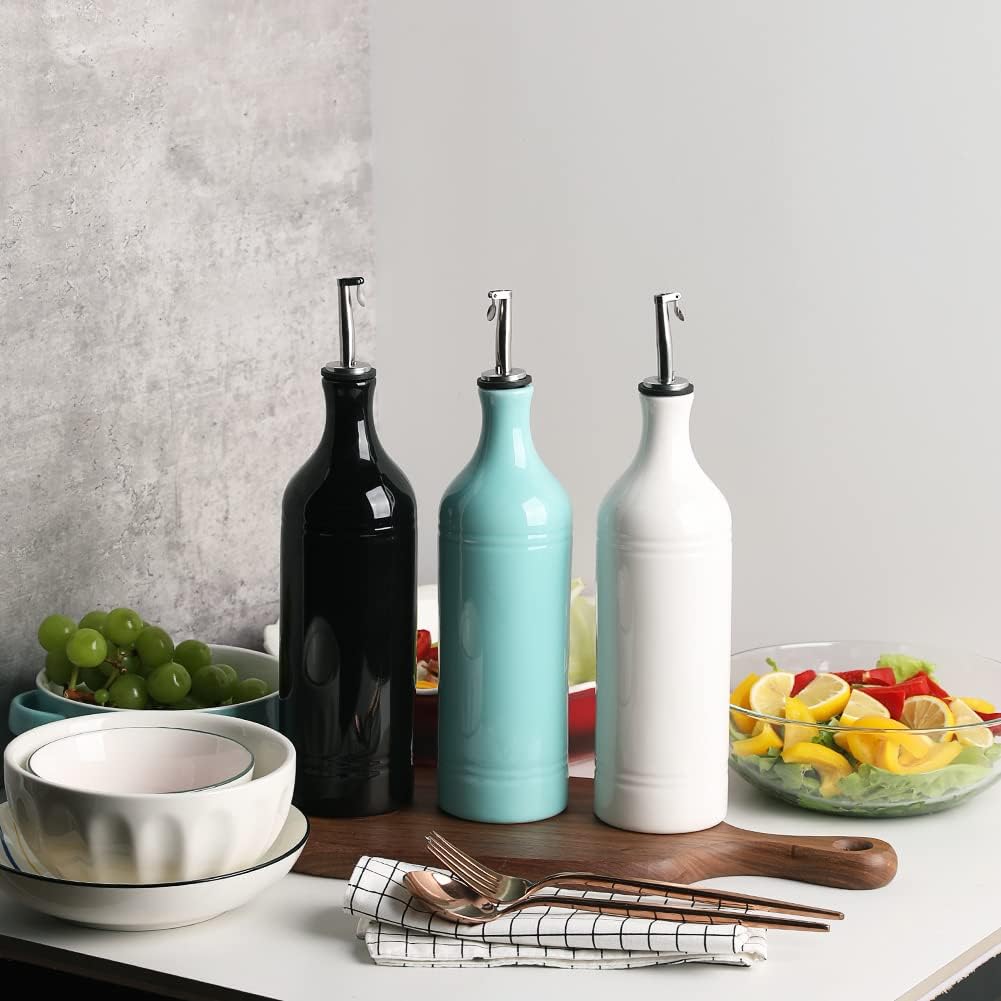 Sweejar Home Grosse Keramik-Olivenölspenderflasche, blickdichte Öl-Menage schützt Öl, um Oxidation z