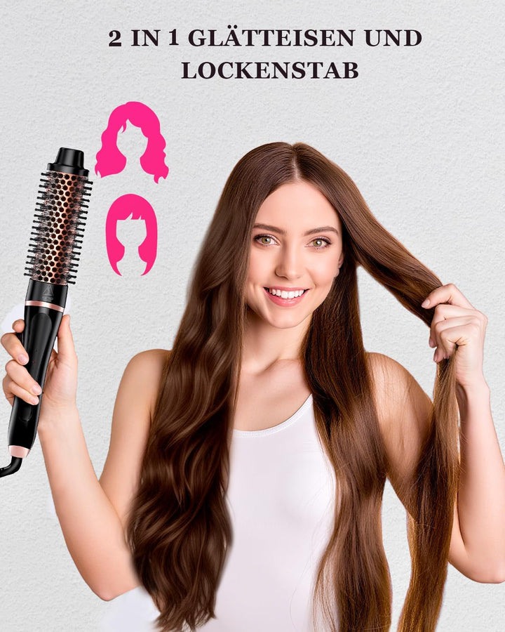Thermischer Bürste Set 5 in 1, Lockenstäbe Lockenbürste Set mit 4 austauschbaren Keramik Lockenstab