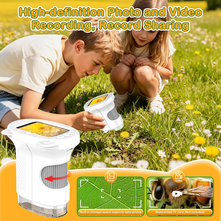 Digitales Mikroskop für Kinder,Hand Mikroskop Digital mit 2.4 Zoll Bildschirm 200x Taschenmikroskop,