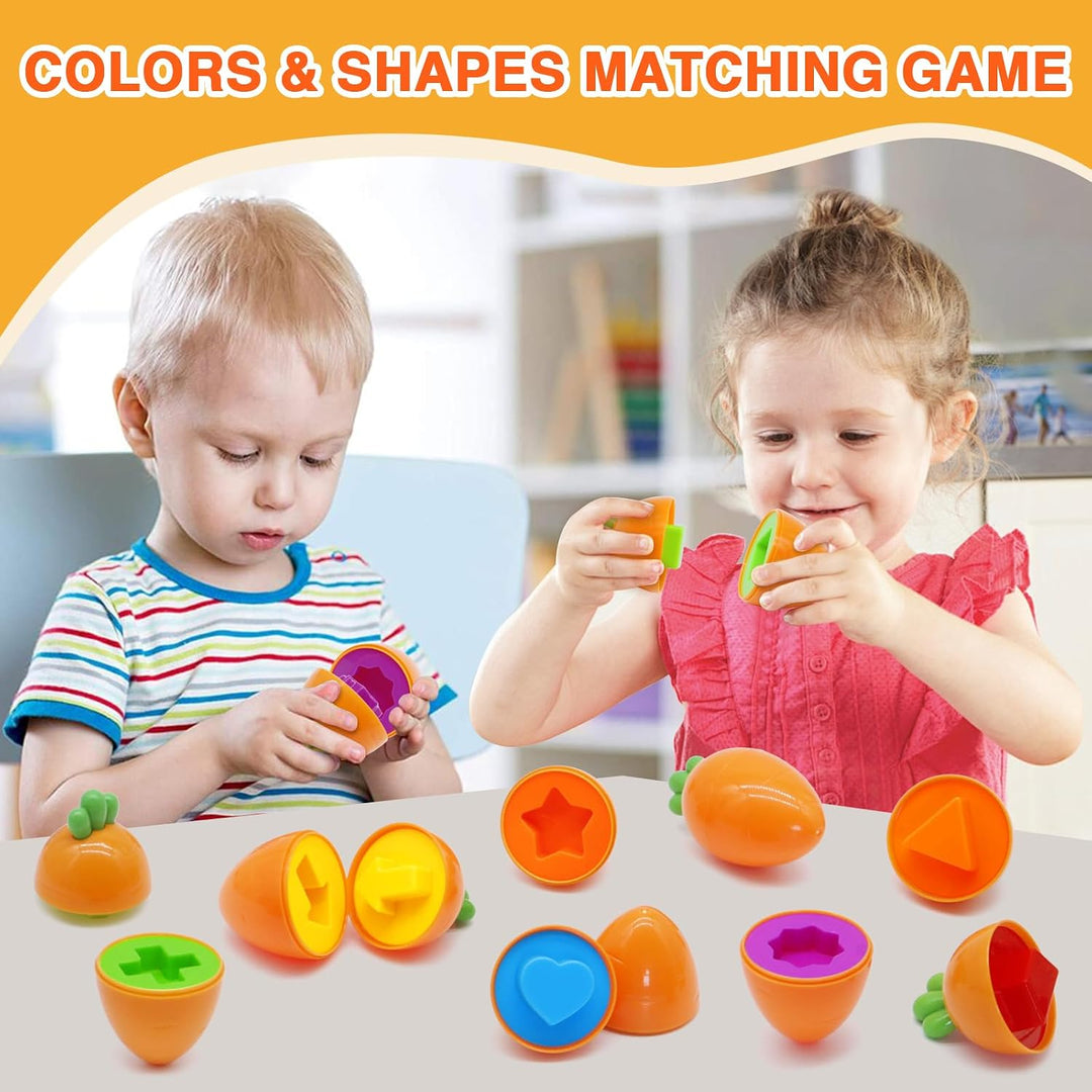 MOONTOY Montessori Spielzeug 1 2 3 Jahre, 12 Pcs Karotten Baby Motorik Passende Eier für 12 18 Monat