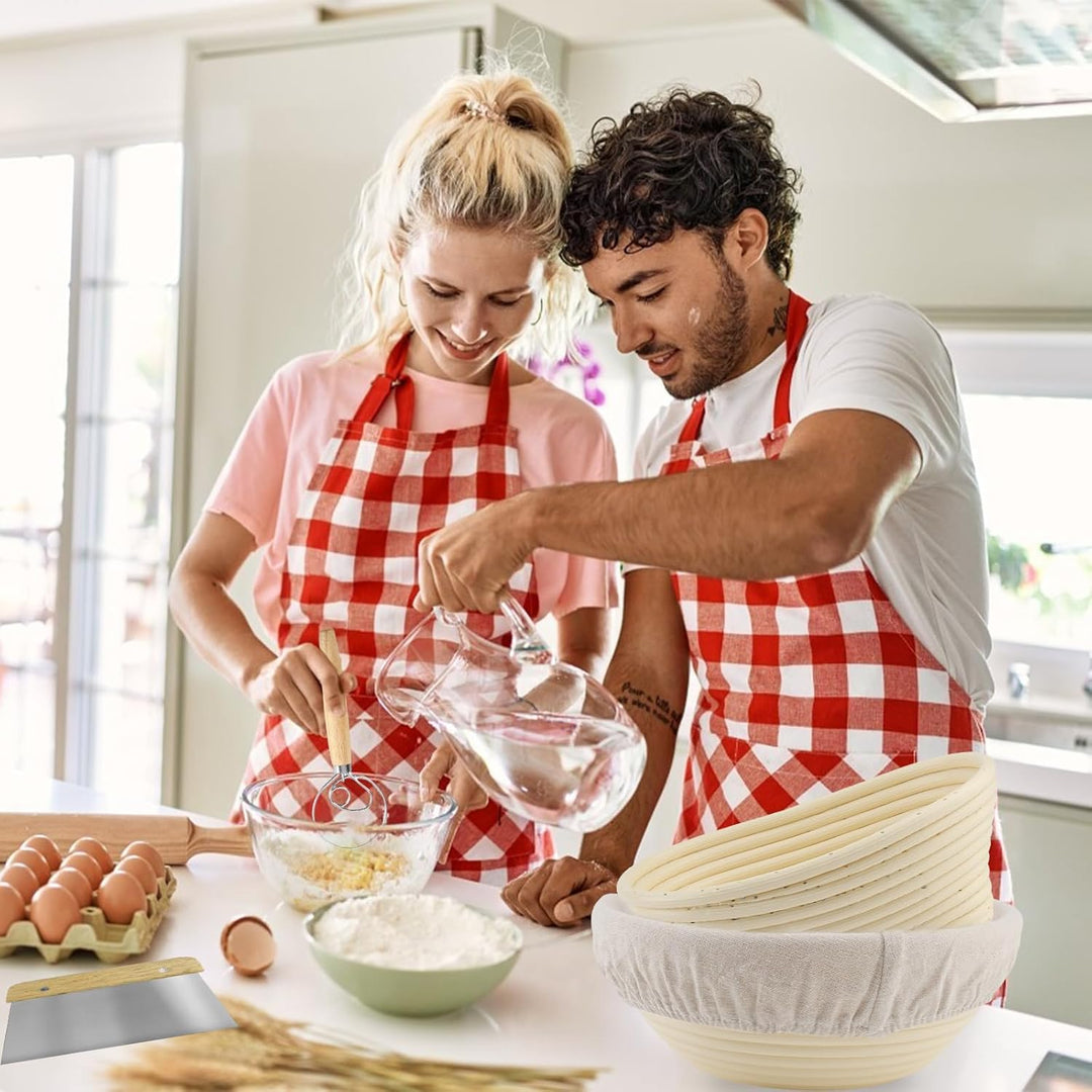 Gärkorb Rund und Gärkörbchen Oval Brotbackset Brot Backen Zubehör Mit Waschbarem Leineneinsatz für P