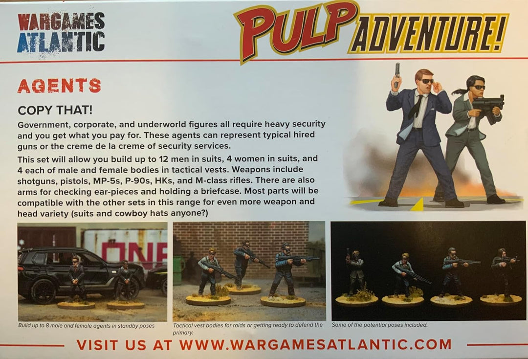 Wargames Atlantic, Pulp Adventure - Agents, 28 mm Hartplastik-Figuren