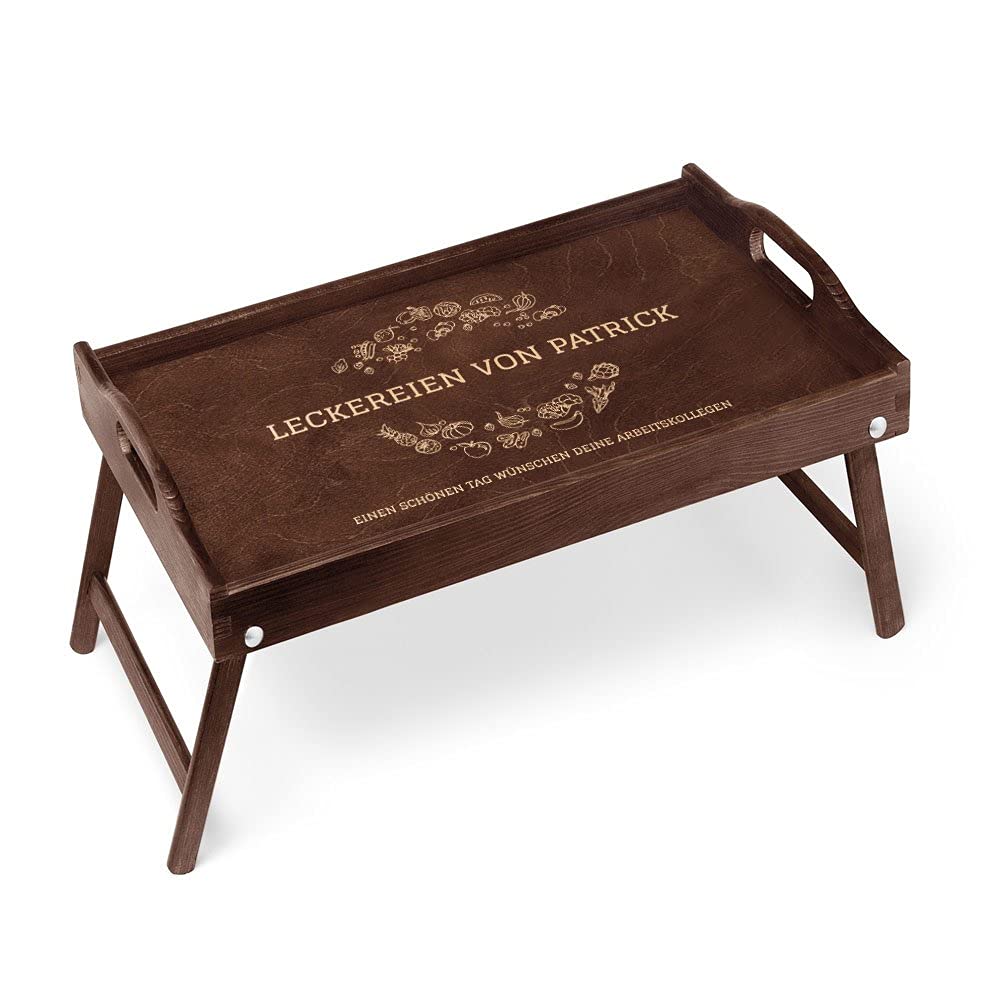 Maverton Serviertisch mit Gravur - personalisiert - Snack-Tablett mit Griffen - klappbare Beine - er