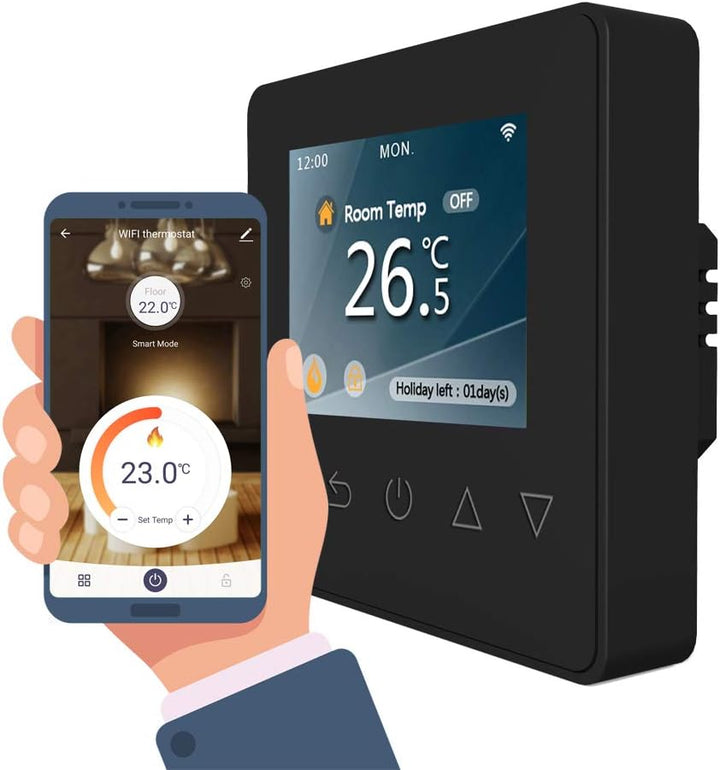 WLAN-Thermostat ThermoLife ET81W mit Farbdisplay - Schwarz - Digitales Raumthermostat programmierbar