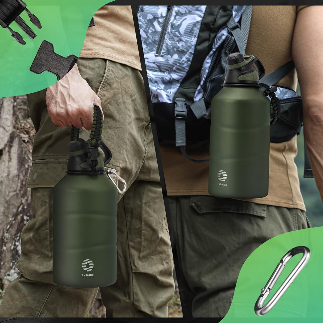Fjbottle Edelstahl Trinkflasche 1900ML mit Magnetischem Deckel, BPA FREI auslaufsichere Doppelwandig