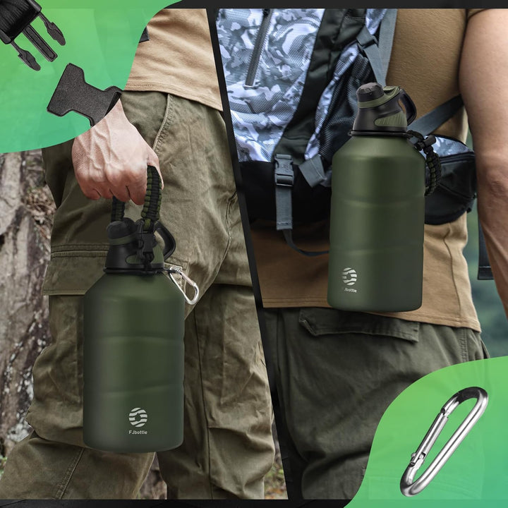 Fjbottle Edelstahl Trinkflasche 1900ML mit Magnetischem Deckel, BPA FREI auslaufsichere Doppelwandig