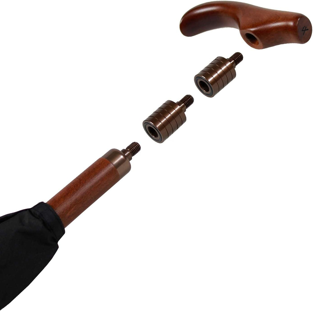 iX-brella Stützschirm höhenverstellbar mit Holzgriff - schwarz, Schwarz