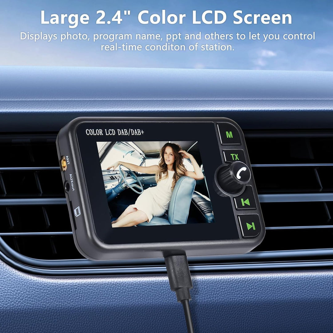 Hikity DAB/DAB+ Tragbarer Radio Adapter mit 2.4 Zoll Color Large LCD Display für Android Autoradio m