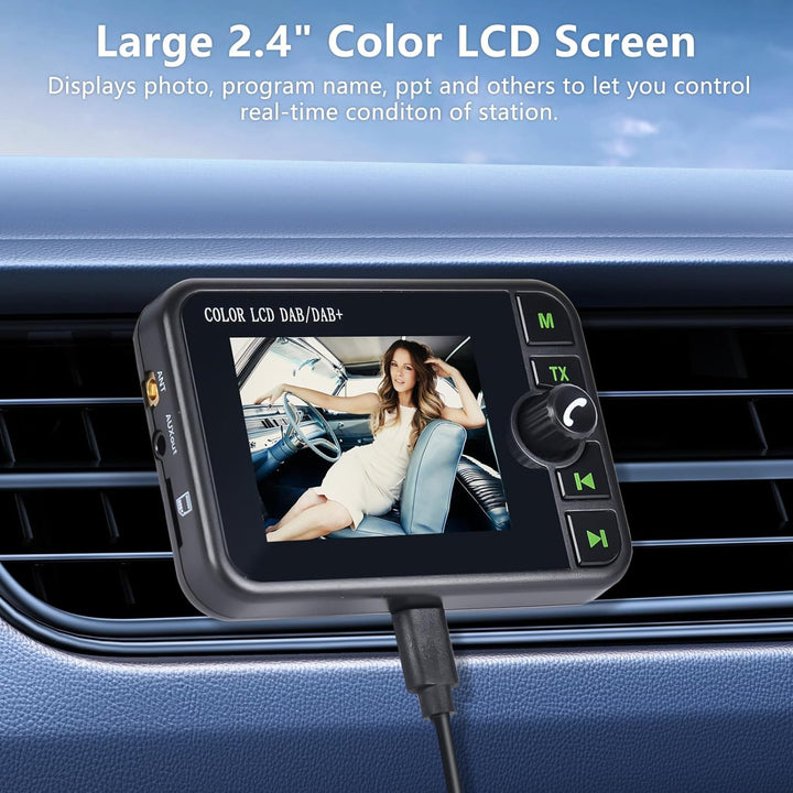 Hikity DAB/DAB+ Tragbarer Radio Adapter mit 2.4 Zoll Color Large LCD Display für Android Autoradio m