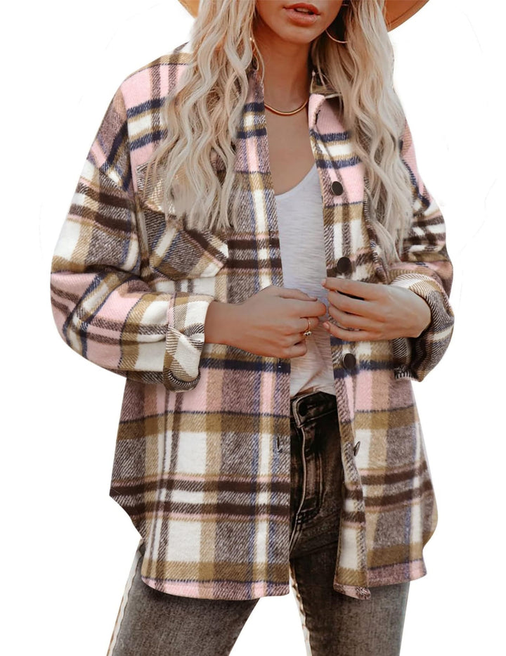Zeagoo Damen Hemdjacke Karierte Hemdbluse Langarm Loose Shacket Flanell Jacke mit Knöpfen Übergangsj