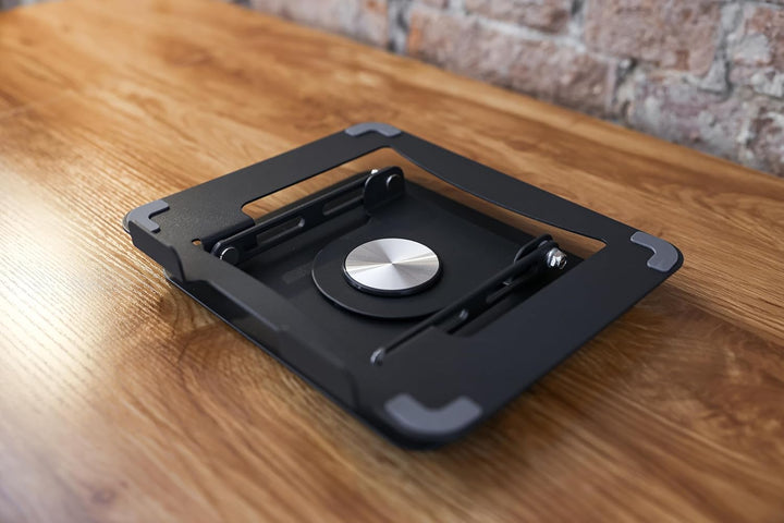 Laptop Ständer Höhenverstellbar 360° Drehbar – Notebook/Tablet Halterung Stabil – Stahl Schwarz bis