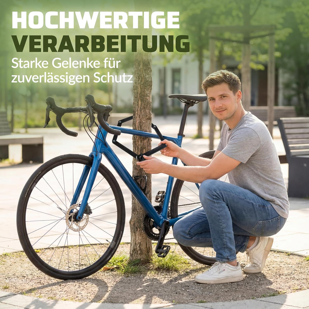 Fahrradschloss Faltschloss Testsieger 85 cm mit Halterung– robuste Bauweise, Fahrradschloss hohe Sic