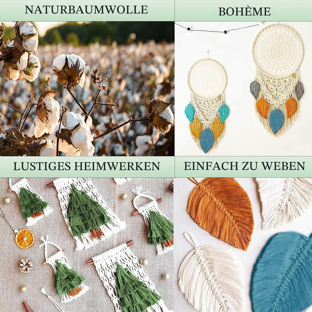 Makramee Garn 3 mm x 300 m, Natürliches Makramee, Baumwollgarn Macrame Cord, Baumwollkordel Wird Ver