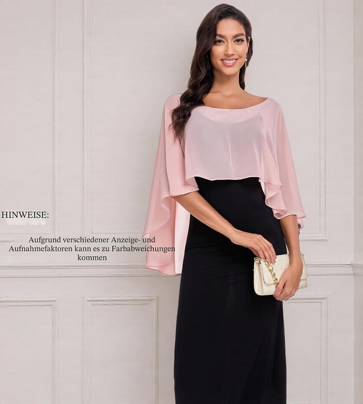 Chiffon Wrap Shawls Capes for Evening Dresses Wedding Bridal Bolero Shawl Wraps for Women Blush, Blu