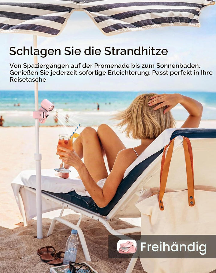 anysun Turbo-handventilator, 13500 RPM Mini Ventilator 118g Leichter mit 360° Clip, Umhängeband und