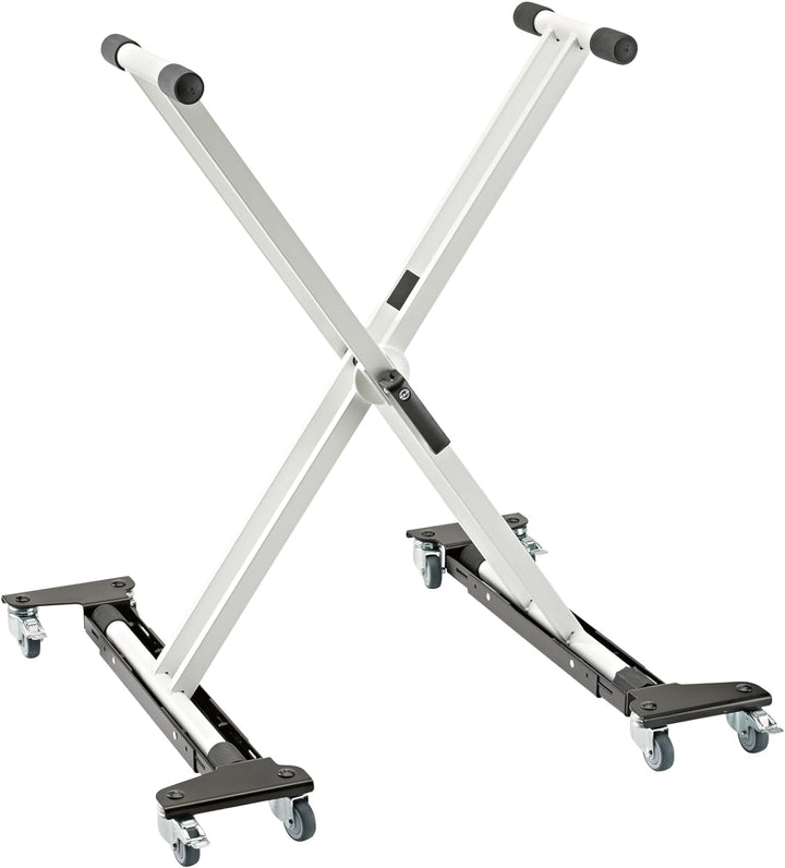 K&M 18806 Rollschlitten für Keyboardständer - Schwarz aus Stahl - Mobilität für Instrument - flexibe
