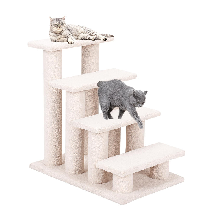 SOARS Katzentreppe, 4-stufige Haustiertreppe, Treppe für Katzen bis 25 kg, Hundetreppe, Kletterbaum