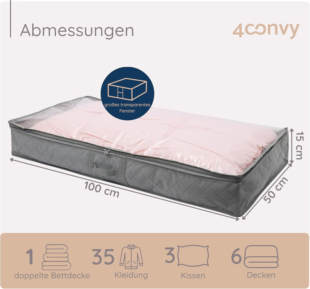 4CONVY Bettbezug zum Aufbewahren von Bettwäsche - Box mit grossem Fenster und Griff - faltbare Aufbe