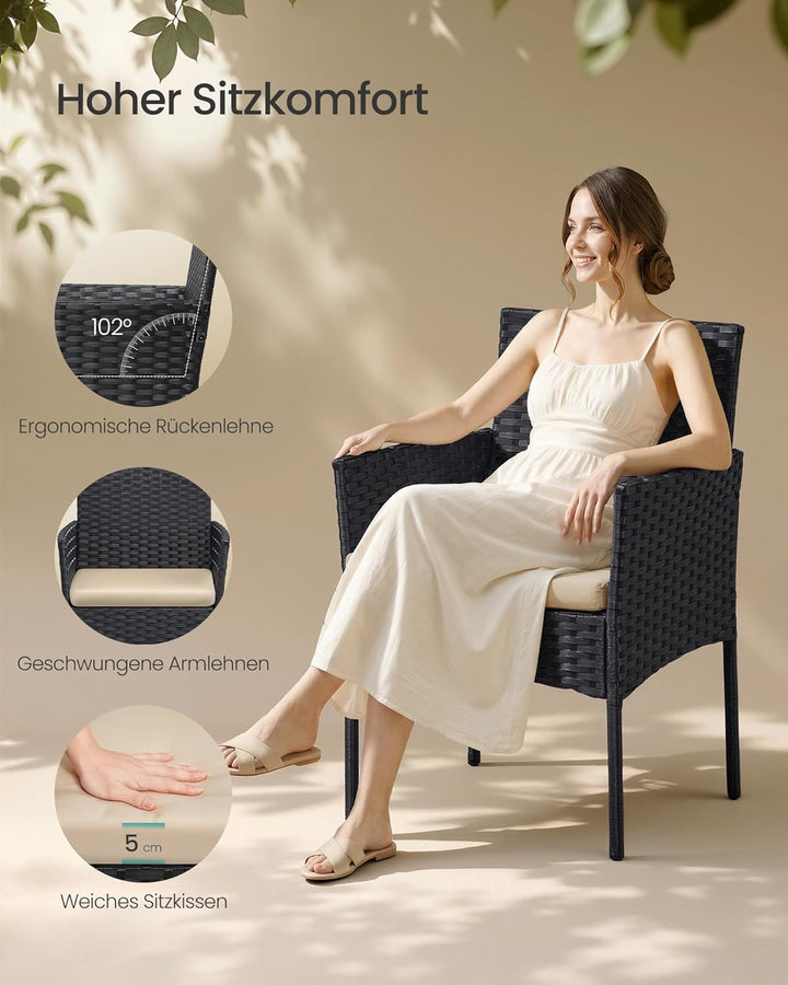 SONGMICS Balkonmöbel, Gartenmöbel-Set, aus PE-Polyrattan, Lounge-Set, Terrassenmöbel, Outdoor, für T