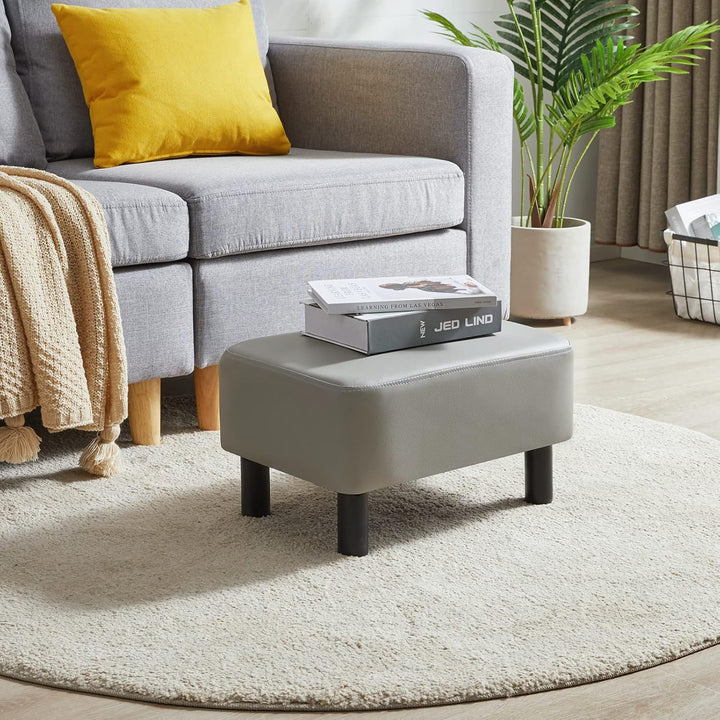 YMYNY Rechteckiger Fusshocker Sitzbank, 42 x 29 x 23 cm, Gepolsterter Hocker aus PU-Leder, mit Holzb