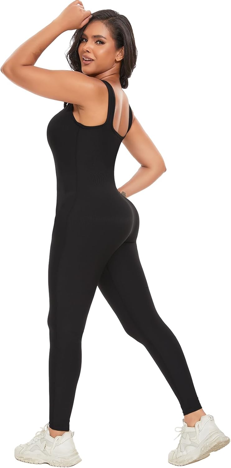 SHAPERIN Damen Jumpsuit Yoga Ärmellos/Langarm Trainingsanzüge Hohe Taille Sportkleidung Damen Set Bo