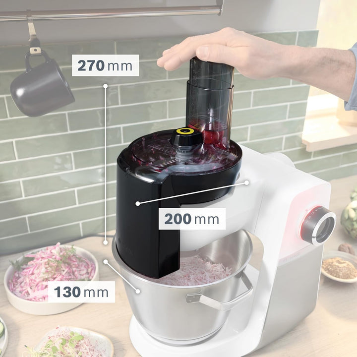 Bosch Zubehör MUZS68VL, VeggieLove Set, Durchlaufschnitzler, 5 Scheiben, Raspeln, Schneiden, Reiben,