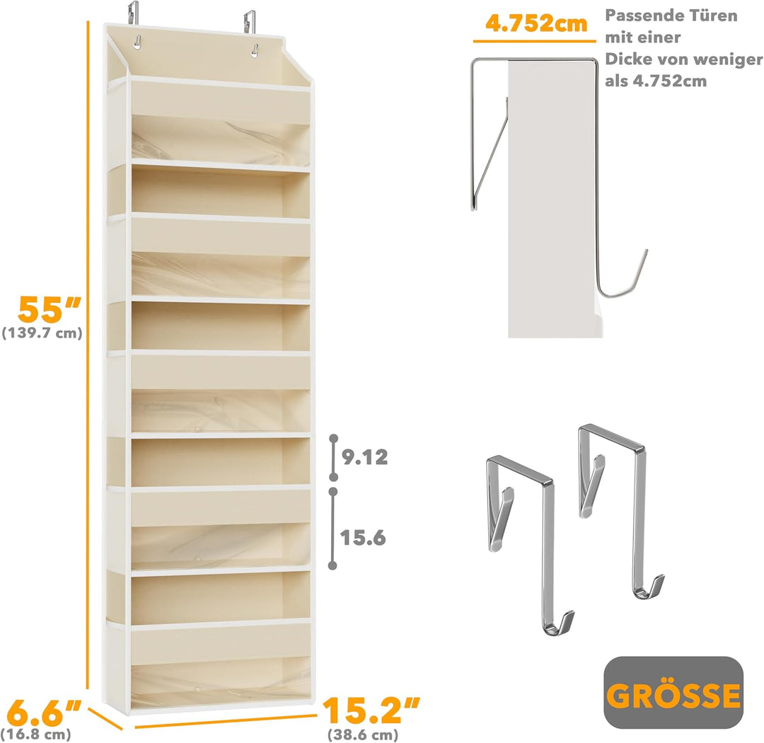 SpaceAid Tür-Organizer mit 5 grossen Taschen und 10 Netz-Seitentaschen, 5 Ebenen, Tür-Organizer zum