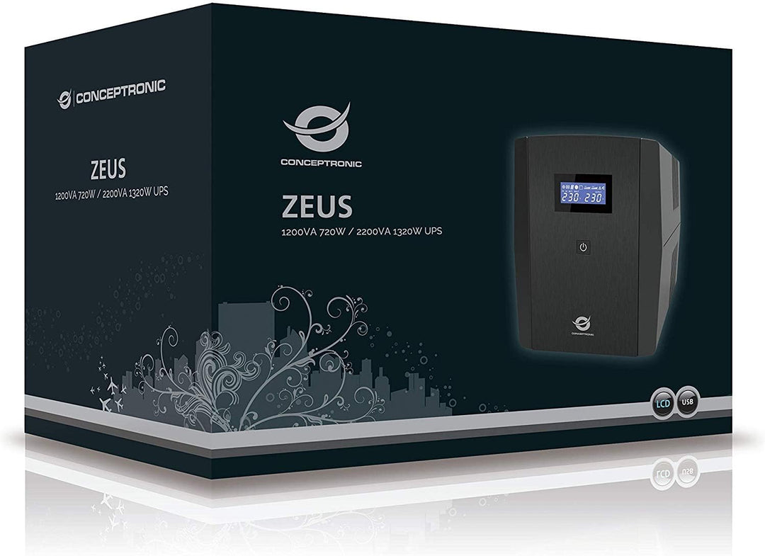 Conceptronic ZEUS03E 1200VA 720W USV, 6 x IEC socket 1200 VA / 720 W 6 x IEC socket, 1200 VA / 720 W