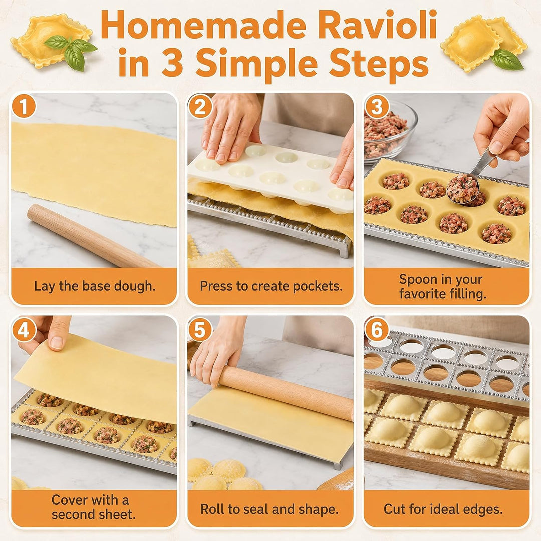 Ravioli Maker Set, Ravioli Former aus Aluminium