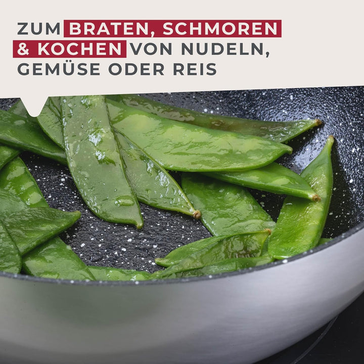 FACKELMANN Wokpfanne Essential Crisp Ø 20 cm aus recyceltem Aluminium mit keramischer Antihaft-Besch