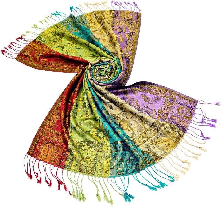 Lorenzo Cana Luxus Pashmina Damen - Schal Schaltuch jacquard gewebt 100% Seide Paisley Muster Seiden