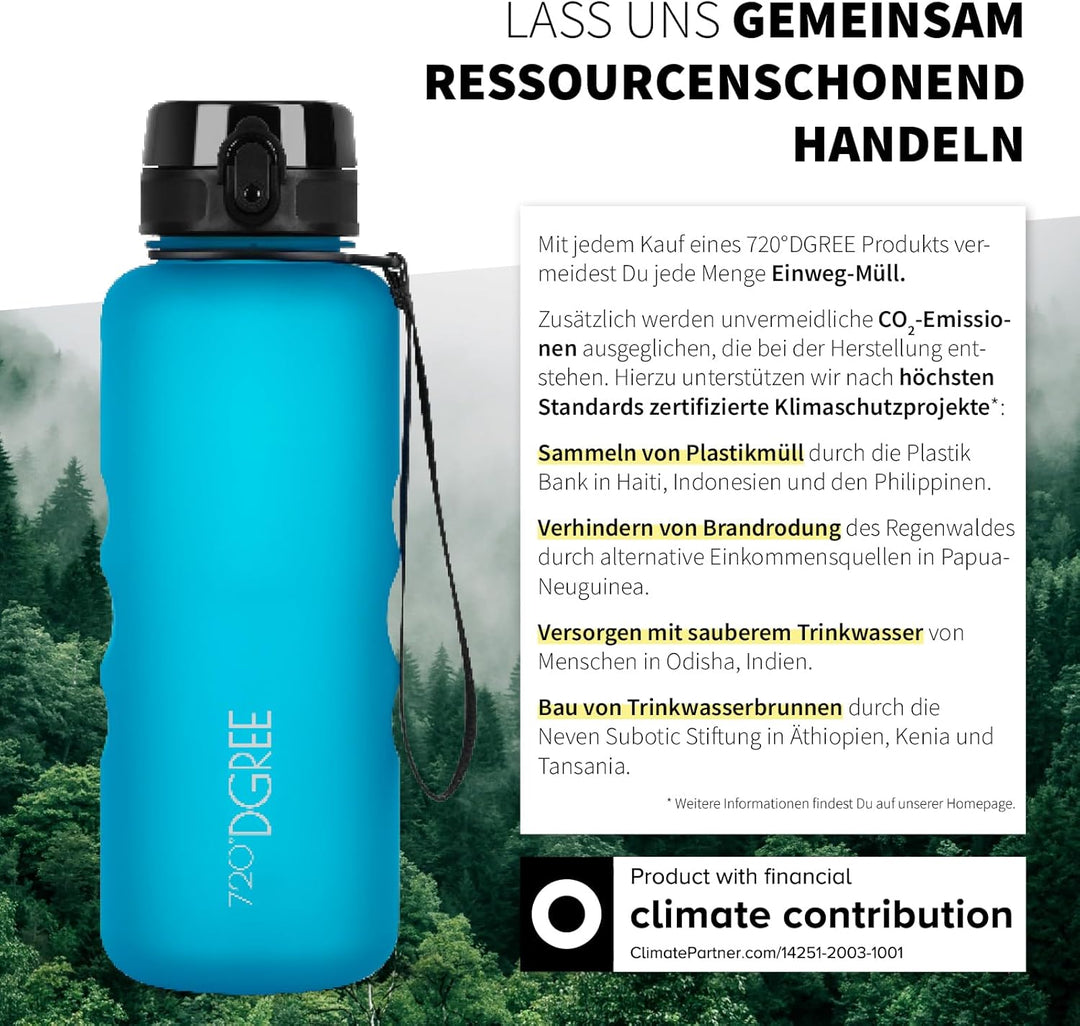 720°DGREE Trinkflasche “uberBottle“ 350ml, 500ml, 650ml, 1l softTouch +Früchtebehälter - Auslaufsich