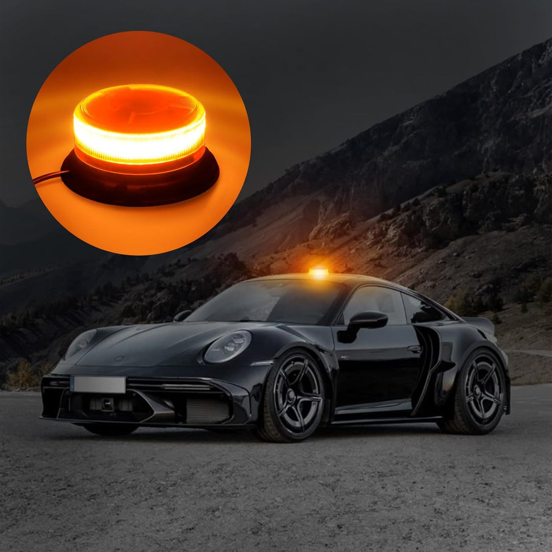 Dinfu LED Rundumleuchte led warnleuchte, 12V-24V Gelb Warnlicht mit magnetischem und 9 Modes für KFZ