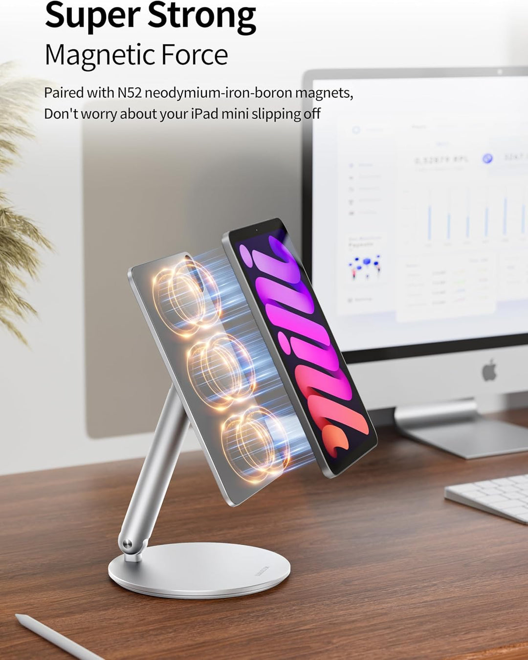 LULULOOK Magnetisch iPad mini 7 Ständer mit 360° Drehbar Basis, Faltbar Einstellbar Mini 6 Halterung