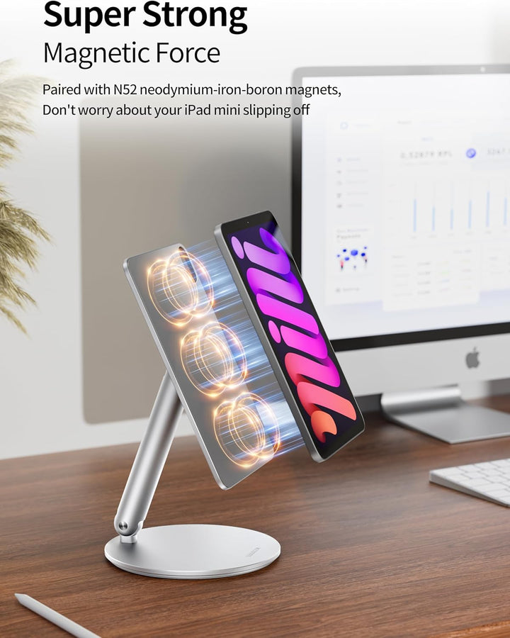 LULULOOK Magnetisch iPad mini 7 Ständer mit 360° Drehbar Basis, Faltbar Einstellbar Mini 6 Halterung