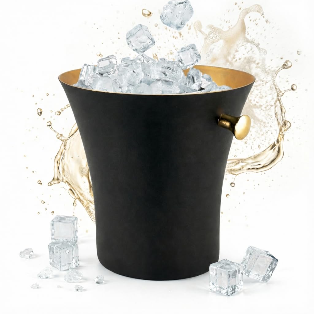 Sektkühler Classic | Farbe: Schwarz | Edelstahl 21,8x22cm 8 Liter | Flaschenkühler Weinkühler Champa