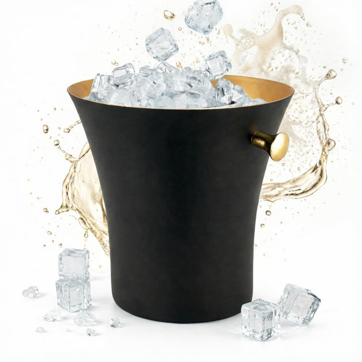 Sektkühler Classic | Farbe: Schwarz | Edelstahl 21,8x22cm 8 Liter | Flaschenkühler Weinkühler Champa