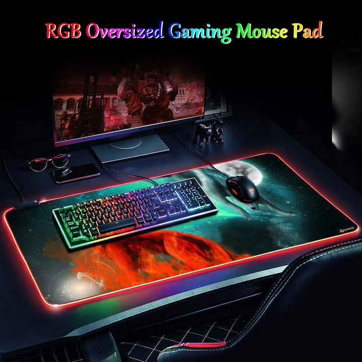 DORRISO Neu Gaming Mauspad Grosses RGB 900x400x3 mm XXL LED Schreibtischunterlage Wasserdicht Anti R