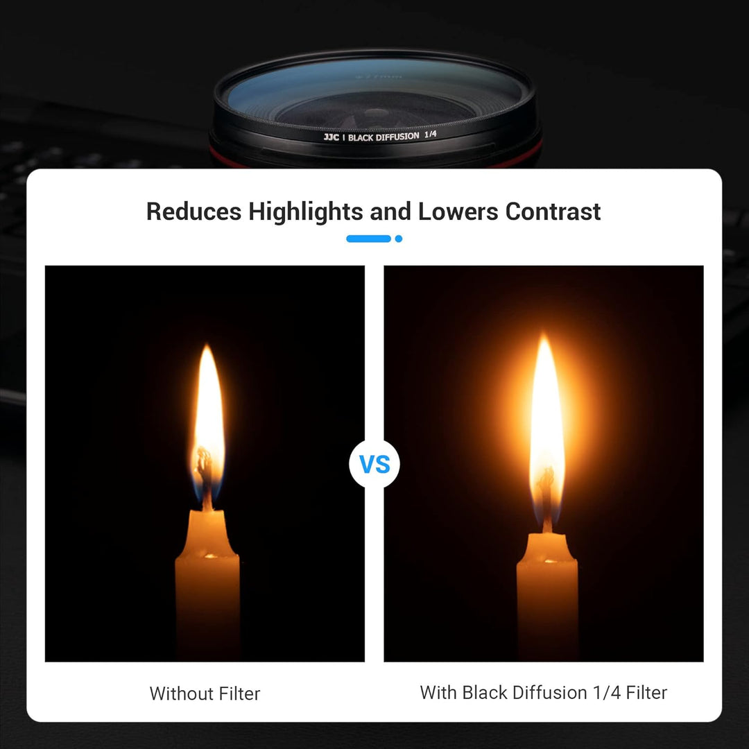 JJC 52mm Black Mist 1/4 Filter Black Promist Effektfilter Black Diffusion Effektfilter, Filter mit W