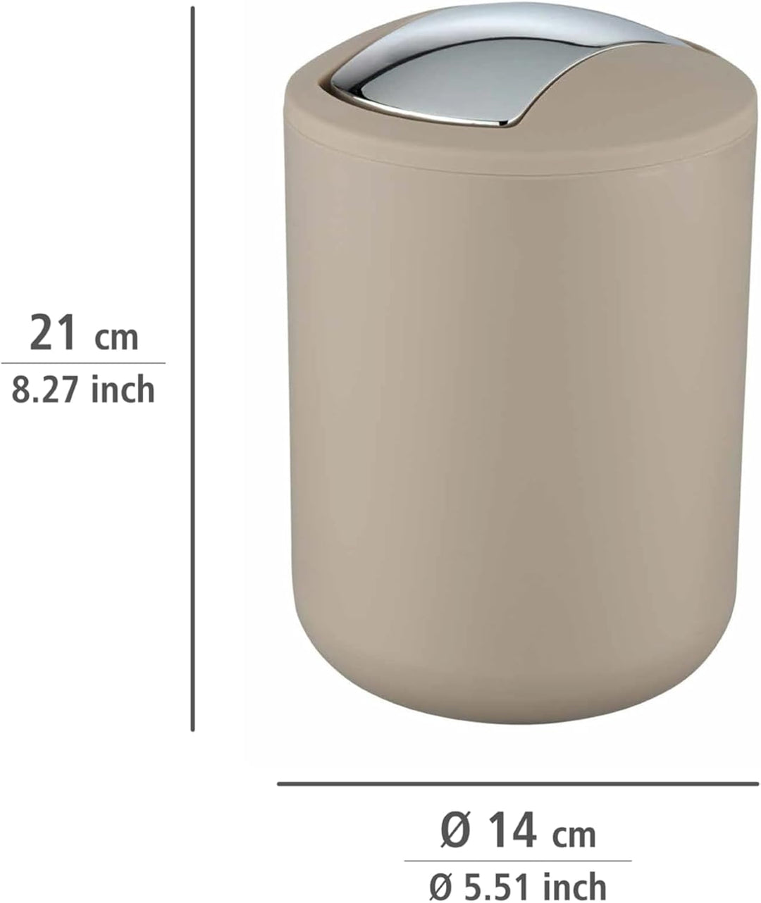 WENKO Kosmetikeimer Mod. Brasil S, 2 Liter Fassungsvermögen, Badezimmer-Mülleimer mit Schwingdeckel,