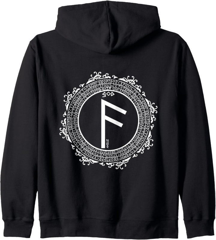 Wikinger Rune ANSUZ Rücken Motiv Nordische Rune Fitness Gym Kapuzenjacke